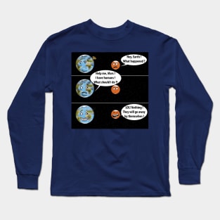 Earth and Mars cartoon Long Sleeve T-Shirt